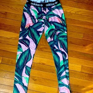 Adidas leggings small palm tree print